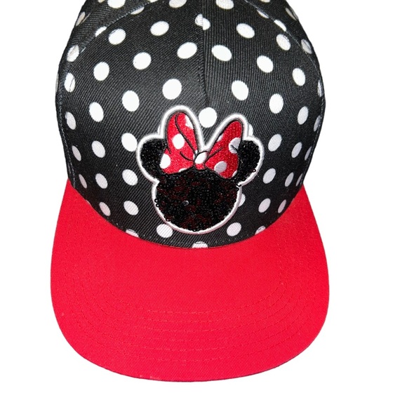 Disney Minnie Mouse polka dot sequins logo Baseball adjustable Cap Hat - Picture 1 of 3